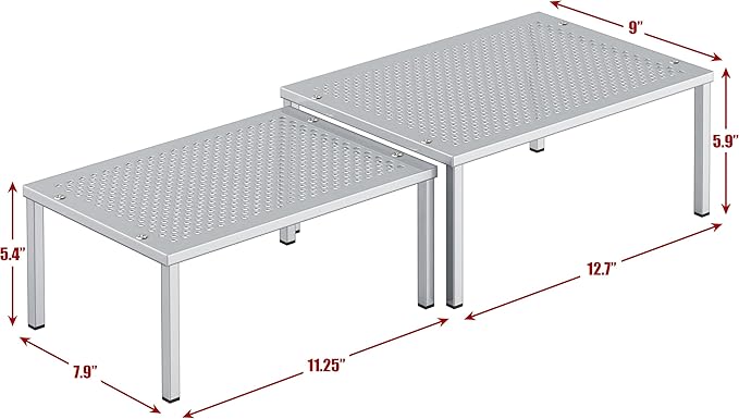 Simple Houseware Metal Top Expandable Stackable Kitchen Cabinet and Counter Shelf Organizer, Silver