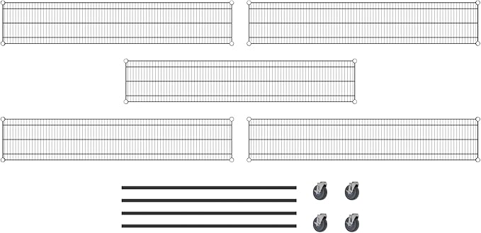 Commercial NSF Listed Black Epoxy Mobile Wire Shelving Kit 14" x 72" x 60", with 5 Shelves Perfect for Warehouse, Walk-in Refrigerator, Freezer, Grocery Store, Restaurant, Dishroom