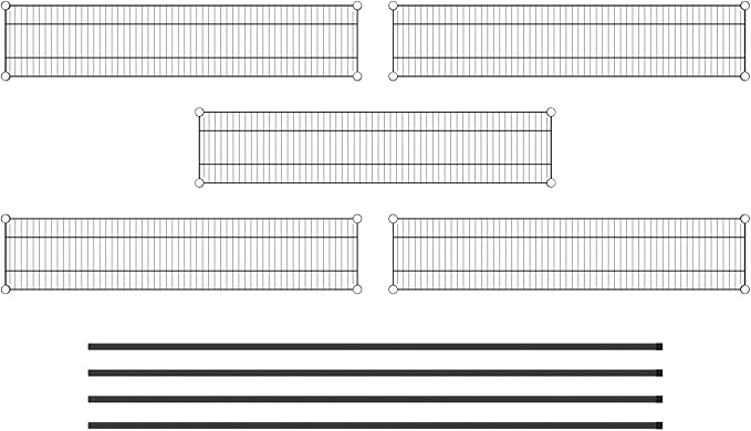 Commercial NSF Listed Black Epoxy Stationary Wire Shelving Kit 12" x 54" x 86", with 5 Shelves Perfect for Warehouse, Walk-in Refrigerator, Freezer, Grocery Store, Restaurant, Dishroom