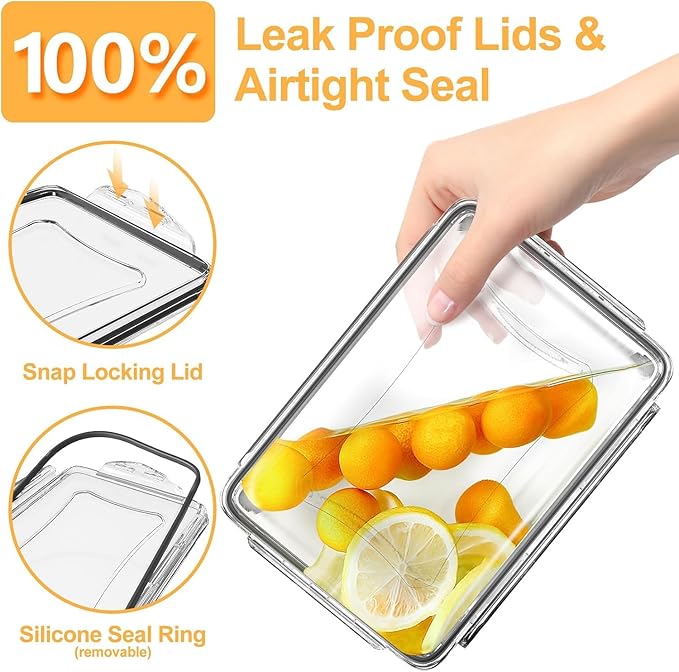 AISOON 50 Pcs 85 Oz Airtight Food Storage Containers Set with Lids, Leakproof Stackable BPA-Free Kitchen & Pantry Organizer Set, Reusable Meal Prep & Freezer-Safe Containers with Labels & Pen