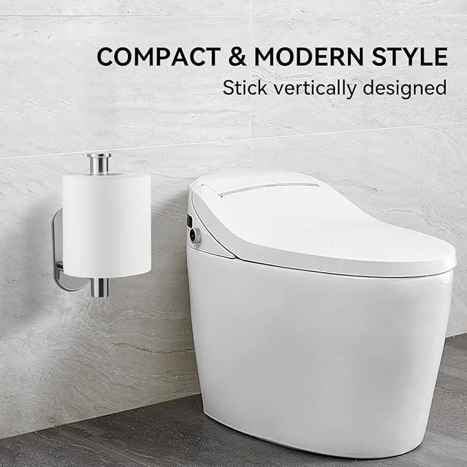 YUET Toilet Roll Holder Self Adhesive Holders Tissue 3M Stand Hanger Bathroom, Kitchen, Washroom Premium Thicken SUS-304 Stainless Steel, No Drilling Strong Adhesiveness Rustproof (Polished Chrome)