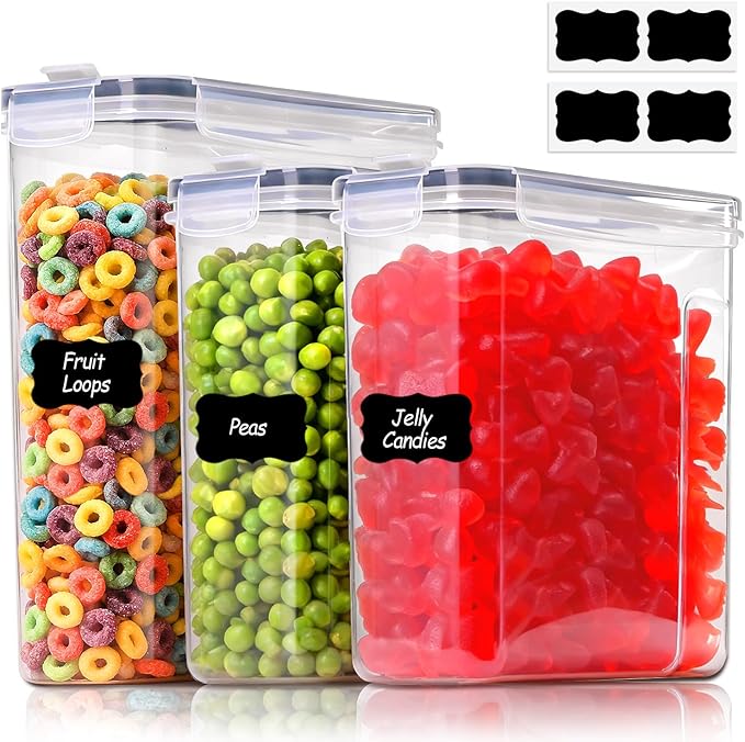 ComSaf Cereal Containers Storage Set (6L/4Lx2), Airtight Food Storage Containers for Pet Food Nuts,Cereal Dispenser for Kitchen Pantry Organization