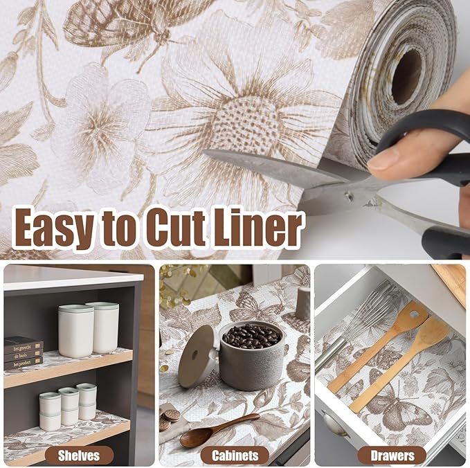 Quttisay Drawer and Shelf Liner for Kitchen Cabinets,Non-Adhesive Cabinet Liner,Non Slip Waterproof Drawer Liner,Easy to Clean Strong Grip Kitchen Liner for Cupboard,Dresser,Shelves,(12In x 10FT)