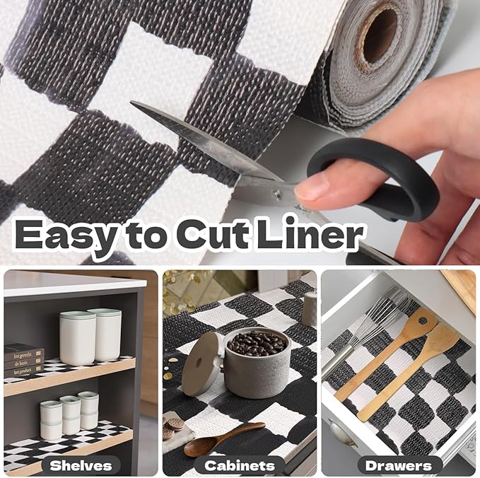 Quttisay Drawer and Shelf Liner for Kitchen Cabinets,Non-Adhesive Cabinet Liner,Non Slip Waterproof Drawer Liner,Easy to Clean Strong Grip Kitchen Liner for Cupboard,Dresser,Shelves (12In x 16.4FT)