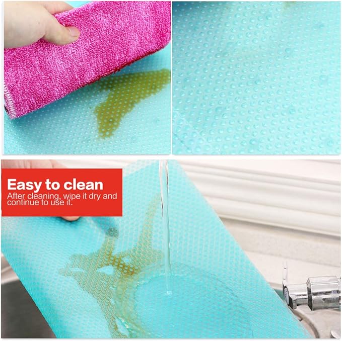 Winshall 10 Pack Refrigerator Mats, Washable Fridge Liners - Easy to Clean, Non-Slip, BPA-Free, Colorful, EVA Material, Slip Resistant Refrigerator Shelf Liners & Drawer Liner