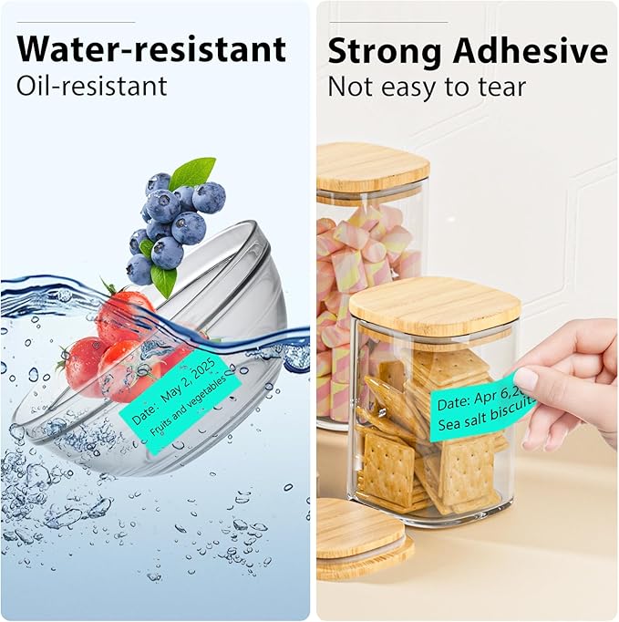PALAIBEIQI 1x2 Inch Thermal Labels,500PCS Rectangle Stickers,Waterproof Removable Blank Stickers for Address,Jars,Freezer Containers & Pantry Organization,Watercolor Green