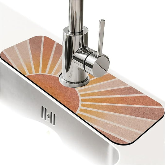 Kitchen Sink Splash Guard，Morning sun Faucet Mat Sink Gadgets-Super Absorbent Fast Drying Mat Drip Catcher for Kitchen, Bathroom,Sink Mat, Dish Drying Mat, Bathroom(15" X 5.5" )