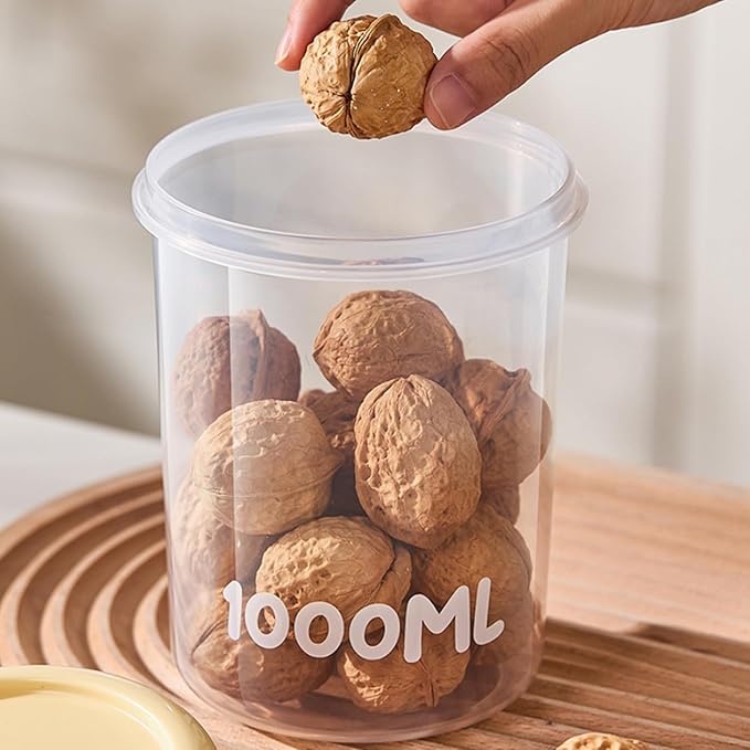 Kitchen Canister - Flour Container, 1000ml Food Grade Airtight Storage With Lid, Food Storage Container For Grain Cereal Baking Powder Chips Snack Bread Bean Popcorn Counter Cabinet Freezer