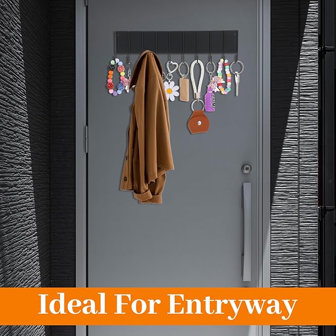 4 Pcs Magnetic Key Holder For Fridge With 10 Hooks, Magnetic Utensil Holder For Wall, Strong Magnet Keys Hanger Hooks Organizer, Magnent Key Rack For Kitchen Metal Door Garage Grill Tools Towel Purse