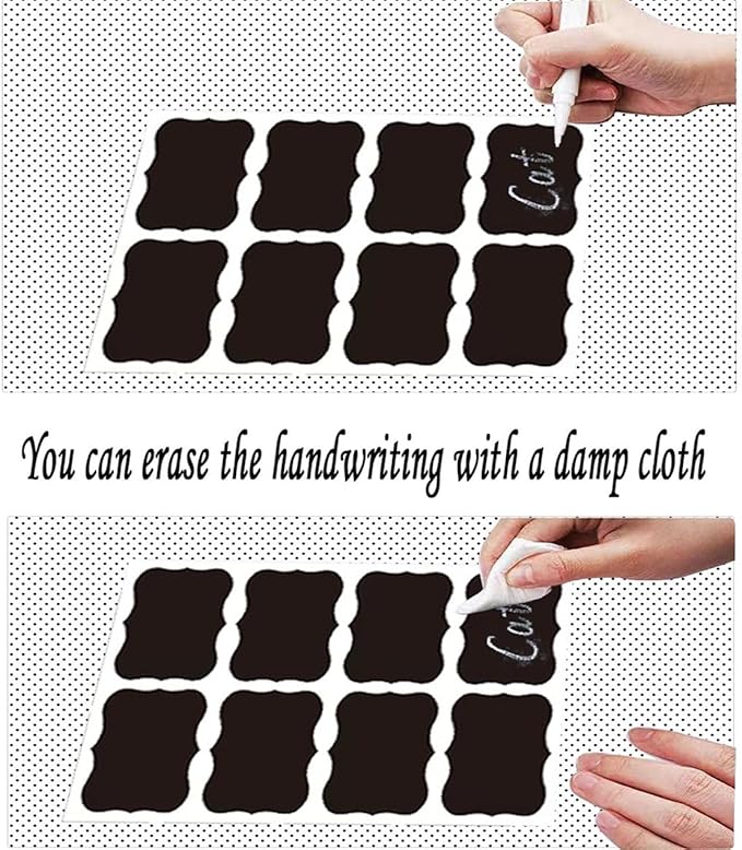 240Pcs Chalkboard Labels Mason Jars Waterproof Reusable Blackboard Stickers Chalk Labels for Containers Food Labels Organizing Labels Glass Bottles Storage Bin Labels(3 Different Sizes)