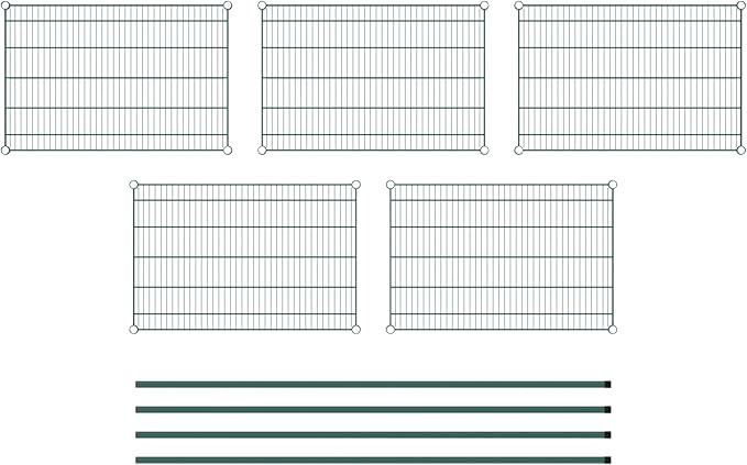 Commercial NSF Listed Green Epoxy Stationary Wire Shelving Kit 24" x 36" x 74", with 5 Shelves Perfect for Warehouse, Walk-in Refrigerator, Freezer, Grocery Store, Restaurant, Dishroom