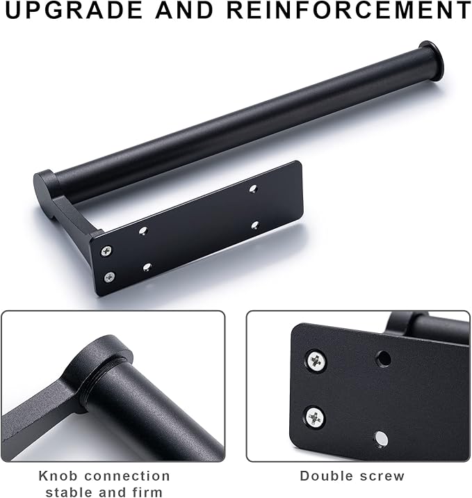 Paper Towel Holder, Aluminum Alloy Paper Towel Holders, Stylish Wall Mount and Under Cabinet Paper Towel Holders for Easy Access (Black)