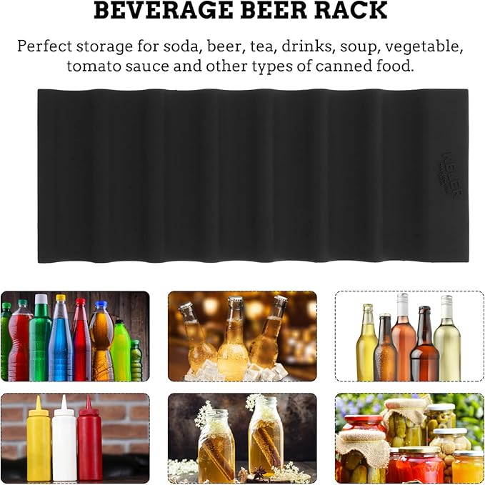 Cabilock Fridge can Organizer Mat 2-Pack Non-Slip Beer Bottle Stacking Pad for Refrigerator Kitchen Storage 10.03 X 3.93 X 0.78In