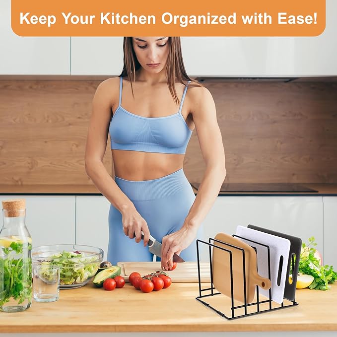 2-Pack Steel Cutting Board Organizer, Bakeware Organizer Rack, 5-Slot Baking Sheet Organizer Rack for Kitchen Storage, for Cutting Boards, Cookie Sheets, and Baking Pans, 8.7" x 7.4" x 6.3"