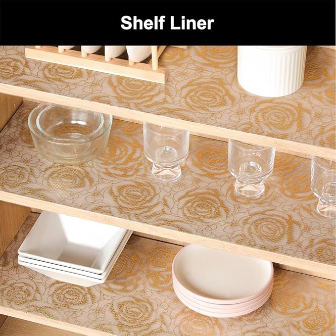 Cooyes Shelf Liner – Premium Non-Adhesive Cabinet & Drawer Liner for Kitchen – Waterproof Shelf Paper with Modern Pattern – Durable EVA Cabinet Mat – Easy to Cut （24" W x 360" L）