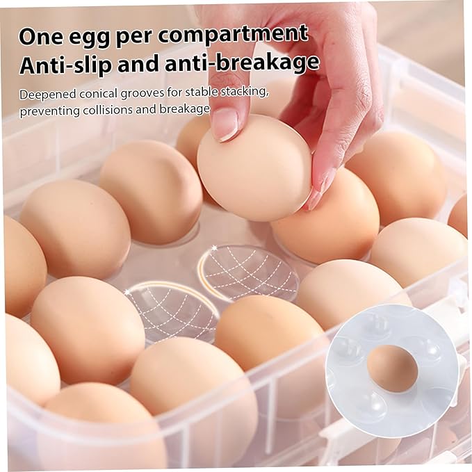 Ngbbby Deviled Egg Carrier with Lid, 2-Layer Plastic Stackable Trays, Clear Deviled Egg Tray 36 Holder for Fridge