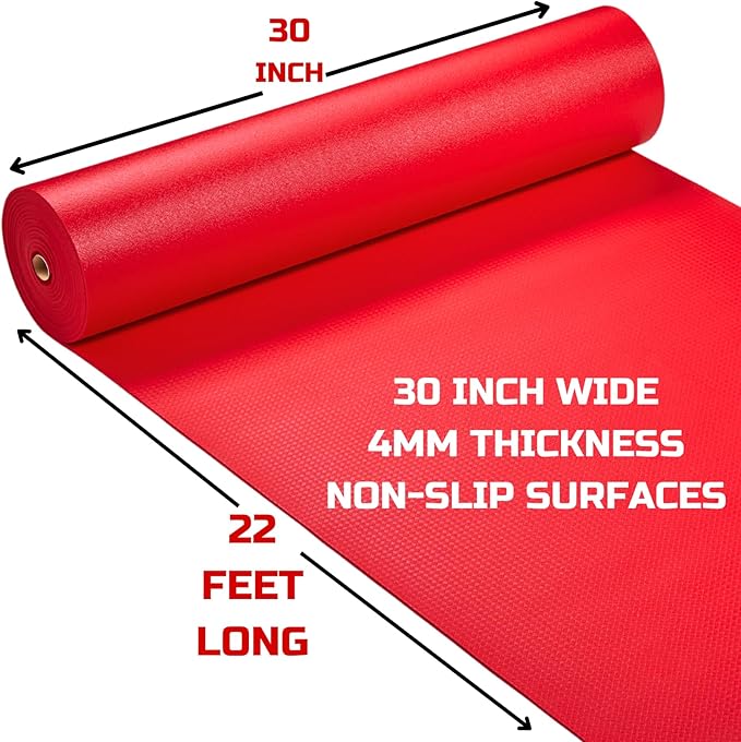 ONREVA Tool Box Liner 30 inch Wide x 22 Ft Large, Toolbox Drawer Liners, Heavy Duty Shelf Rubber Mat, Non Slip Pad Organizer for Rolling Tool Chest Drawers, Cabinet, Workbench, Red