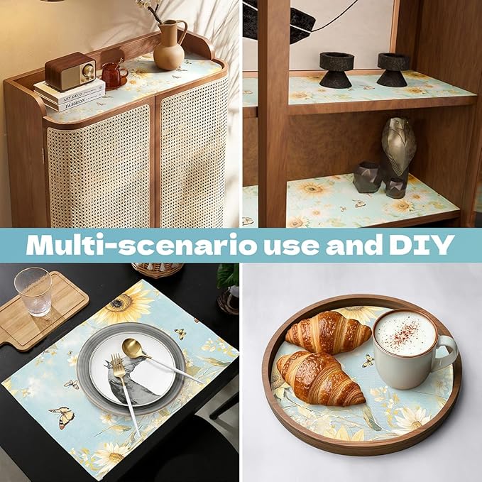 Quttisay Shelf Liner for Kitchen Cabinets Non Adhesive Drawer Liner,Cabinet Liner for Shelves,Non Slip Kitchen Drawer Liners for Dresser,Waterproof Shelf Paper for Refrigerator,Cupboard,12In x 10FT