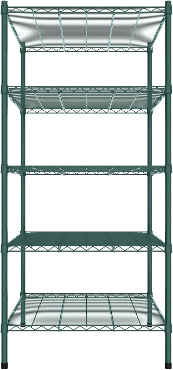 Commercial NSF Listed Green Epoxy Stationary Wire Shelving Kit 30" x 36" x 64", with 5 Shelves Perfect for Warehouse, Walk-in Refrigerator, Freezer, Grocery Store, Restaurant, Dishroom