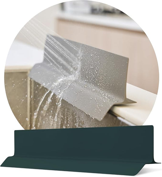 19.7 inches 100% Premium Silicone Kitchen Sink Splash Guard - Non Slip Strong Suction, Durable, and Easy-to-Clean Splash Protector for Mess-Free Cooking and Dishwashing (Deep Green)