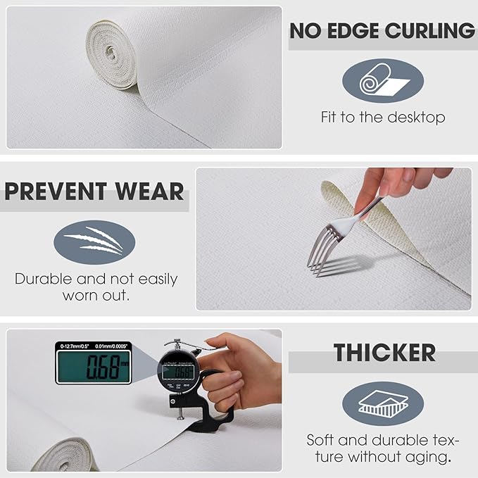 ALIUNI Drawer and Shelf Liner, Non-Slip Kitchen Cabinet Liners Non-Adhesive Thick Strong Grip Waterproof Washable Mats Protect Dresser Shelves Cupboard Bathroom Cabinets, White, 12 in X 10 FT