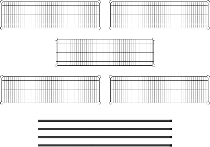 Commercial NSF Listed Black Epoxy Stationary Wire Shelving Kit 14" x 48" x 64", with 5 Shelves Perfect for Warehouse, Walk-in Refrigerator, Freezer, Grocery Store, Restaurant, Dishroom