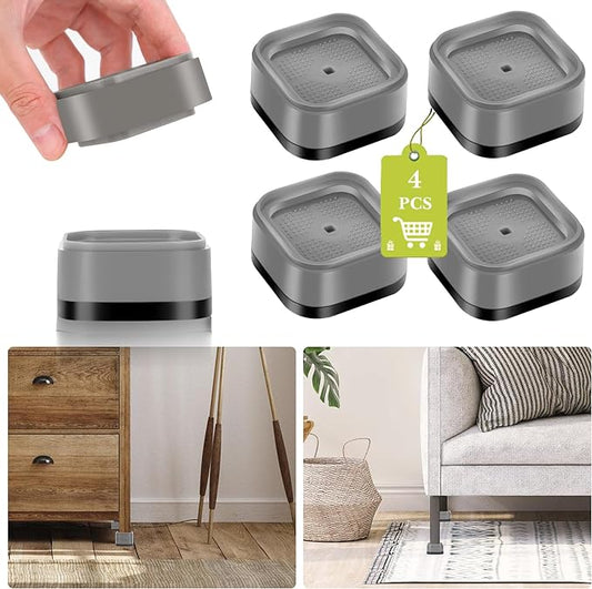 4 Pack Furniture Risers 1 Inch, Adjustable Bed Risers Heavy Duty for Table Desk Couch Chair Sofa Cabinet Bed Legs Dorm, Square Stackable Bed Raisers Blocks Lift Height 1", 2" or 3", Grey