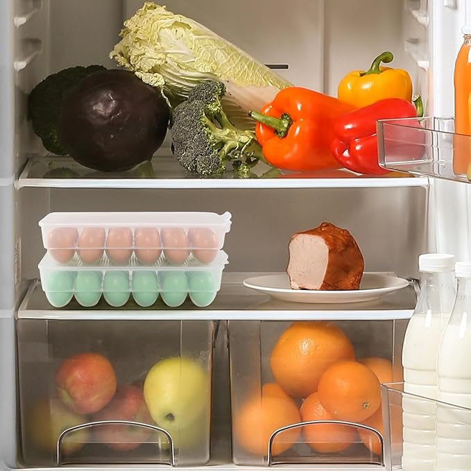 Rinboat 4 Packs Clear Plastic Egg Holders, Home Egg Containers with Lid, Egg Storage Box, Fits 18 x 4 Eggs (72 Eggs)