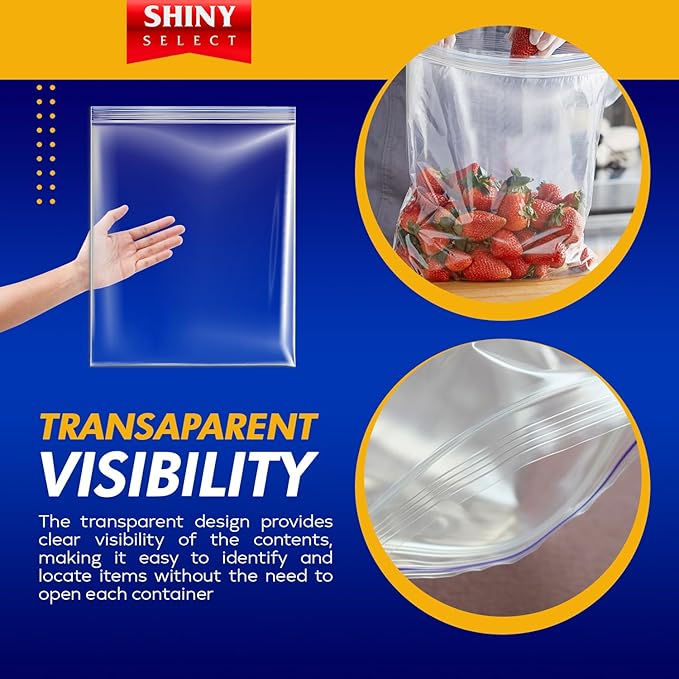 [100 Count] Mega Pack of XLarge Bags Jumbo 3.5 GALLON BIG Size Clear Thick Freezer Food Storage Bags for Toys, Arts, Crafts, Moving, Clothing & Closet Organization (packaging may vary)