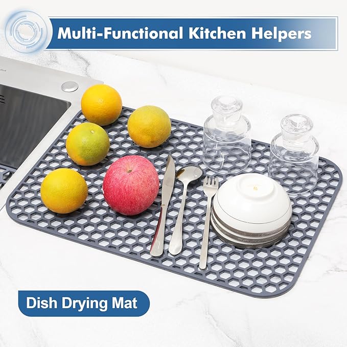 Bestjing Silicone Sink Protector for Kitchen Sink - 18.3''x12.5'' Kitchen Grid Accessory, Non-slip Heat Resistant Grid Dry Mat for Bottom of Porcelain Stainless Steel, Dishwasher Safe