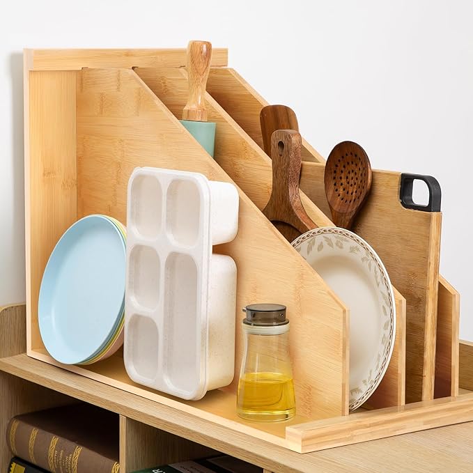 【2-Pack】 Upgraded Tray Dividers for Cabinets,15in Hx22in Dx12in W, Kitchen Cabinet Tray Divider for Pans, Lids, Pot And Pan, Cookie Sheet. with 3 Dividers,Keeping The Kitchen Organized (2)
