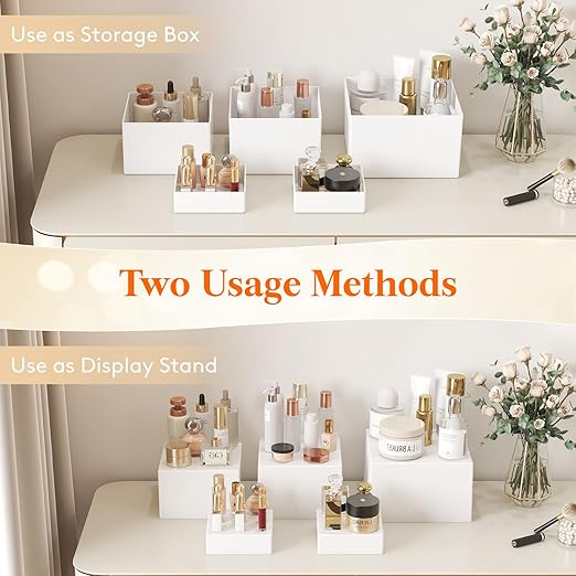Lifewit 5 PCS Buffet Risers and Stands, Food Risers for Buffet Table, Catering Dessert Cake Holder for Party, Collectibles Jewelry Display Shelf, Nesting Cube Boxes, White, (6",7",7.8",8.3",10")