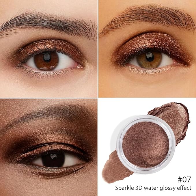 Cream Glitter Brown Shimmer Metallic Eyeshadow Palette Makeup, Natural Single Mini Instant Holographic Eyeshadow For Older Women, Sombras Crema Para Ojos, Talc, Paraben & Cruelty Free