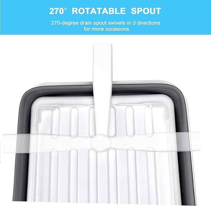 Collapsible Dish Drying Rack with Drain Plug and Swivel Spout - Lightweight, Compact and Space-Saving Dish Drainer Organizer for Kitchen, RV, Campers and Travel Trailers