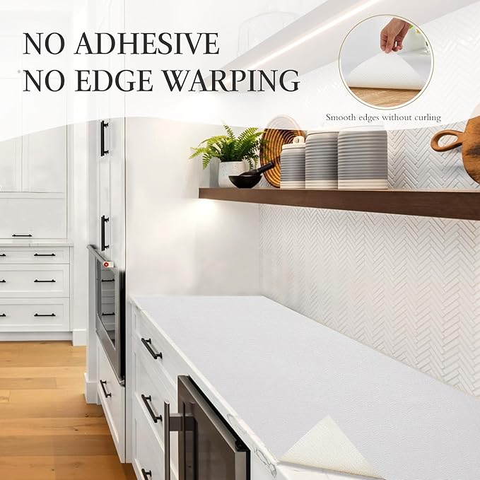 Beautysaid Shelf and Drawer Liner for Kitchen Cabinet, Non Adhesive Non Slip Shelf Paper Waterproof Washable Thickened for Dresser Pantry Shelve Bathroom Protector Liner(White,20 in x 30 FT)