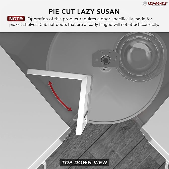 Rev-A-Shelf 24" Dual Tier Pie-Cut Lazy Susan Organizer for Base Corner Kitchen Cabinets, Two Plastic Home Storage Shelves, Almond, LD-2942-24-15-1