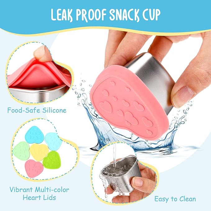 12 Pcs Heart Shaped Salad Dressing Container with Lids 2.1 oz Stainless Steel Small Condiment Containers Reusable Meal Prep Sauce Cups for Lunch Bento Box Picnic Work Kitchen Storage