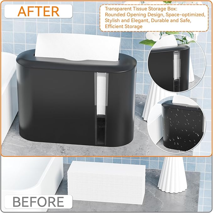 Yieach Touchless Paper Towel Dispenser for Countertop,Home,Bathroom and Kitchen,Black Commercial Multifold Paper Towel Dispenser for Z-fold,Folded,Trifold,Napkin,C fold,Tri Fold Hand Towels Holder