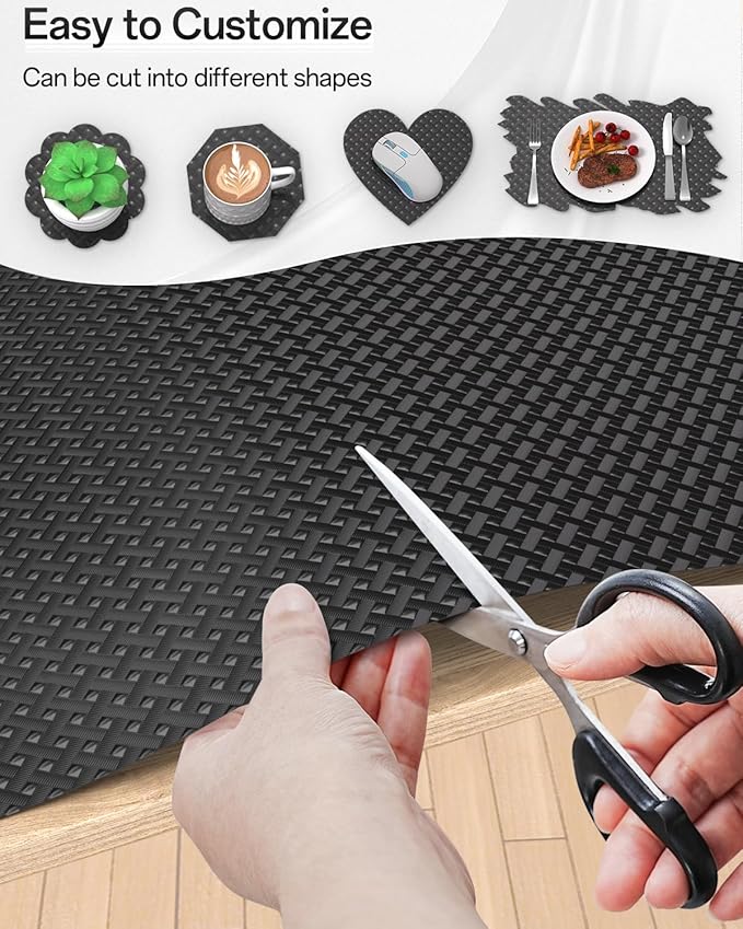 Shelf and Drawer Liner for Kitchen Cabinet, Non-Adhesive 24in x 360in Waterproof Contact Paper Refrigerator Liners Thickened Durable EVA Material Non Slip Mat for Dresser Cupboard Pantry Protector