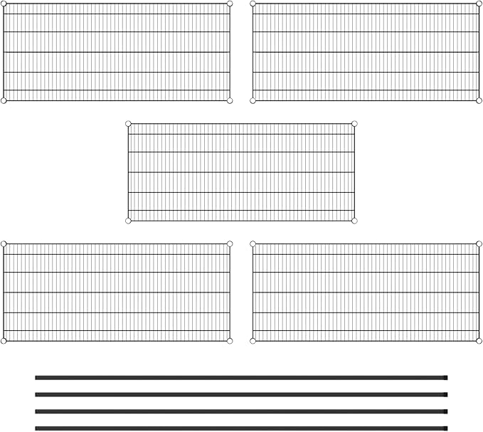 Commercial NSF Listed Black Epoxy Stationary Wire Shelving Kit 24" x 54" x 96", with 5 Shelves Perfect for Warehouse, Walk-in Refrigerator, Freezer, Grocery Store, Restaurant, Dishroom