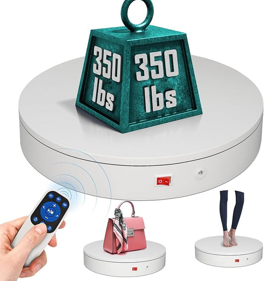 12.6Inch/350lbs Capacity Large Rotating Platform,Remote Rotating Display Stand ,Electric Motorized Turntable,Photography Turntable,Heavy Duty Rotating Platform for Photography,3D Scanner,Exhibition