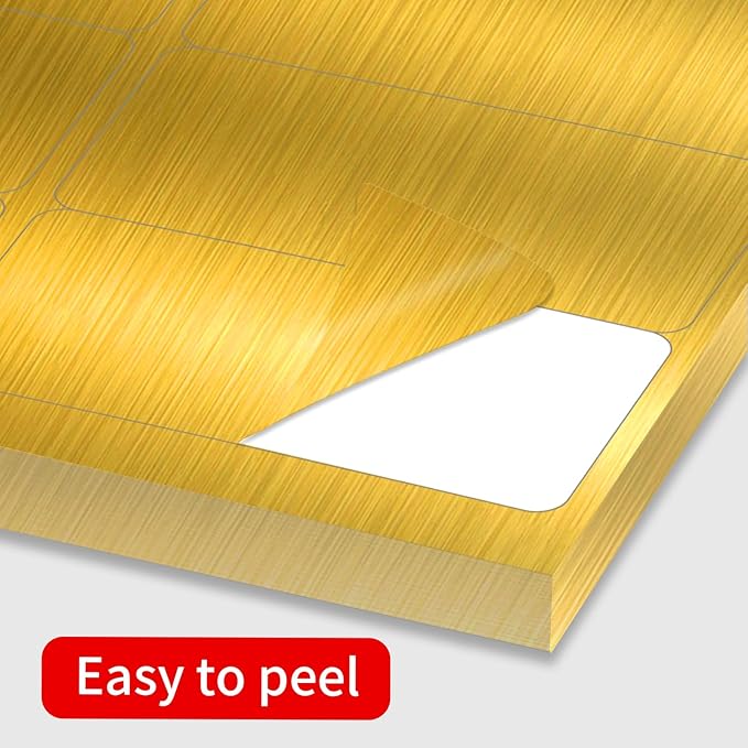 YEGAWEN Shipping Labels Stickers, 2"×4" Gold Printable Mailing Labels for Laser/Inkjet Printing- Matte Gold, 8.5"×11"- 20 Sheet
