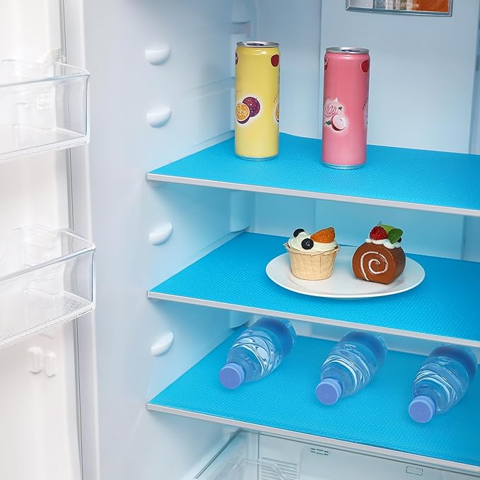 ALIUNI 100% EVA Shelf Liner for Kitchen Cabinet, 12" x 240" Drawer Liners Non Adhesive Non Slip Waterproof Plastic Paper, Dresser Pantry Bathroom Refrigerator Protector, Blue