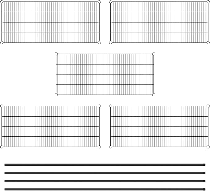 Commercial NSF Listed Black Epoxy Stationary Wire Shelving Kit 21" x 48" x 96", with 5 Shelves Perfect for Warehouse, Walk-in Refrigerator, Freezer, Grocery Store, Restaurant, Dishroom