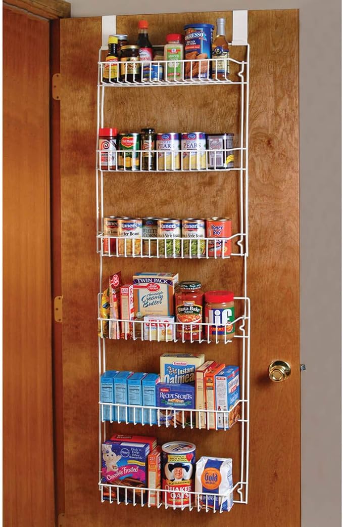Miles Kimball Over The Door Kitchen Storage Organizer, White Vinyl-Coated Metal Wire - Measures 18 3/4" Wide x 52" High