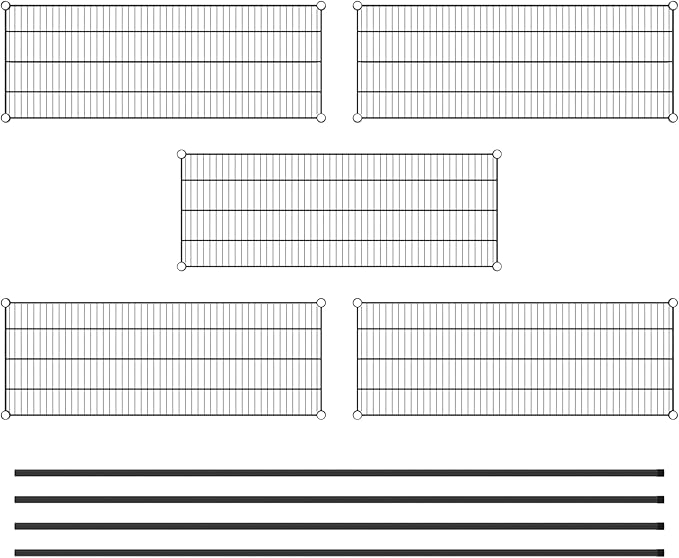 Commercial NSF Listed Black Epoxy Stationary Wire Shelving Kit 18" x 48" x 96", with 5 Shelves Perfect for Warehouse, Walk-in Refrigerator, Freezer, Grocery Store, Restaurant, Dishroom