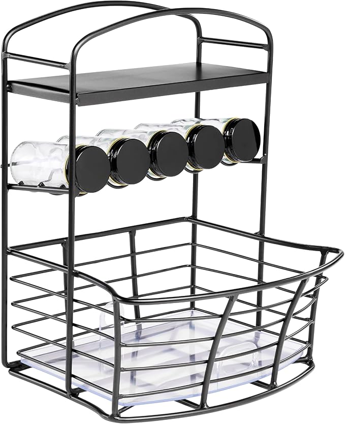Polder Countertop Storage Bin with Shelf and Jars