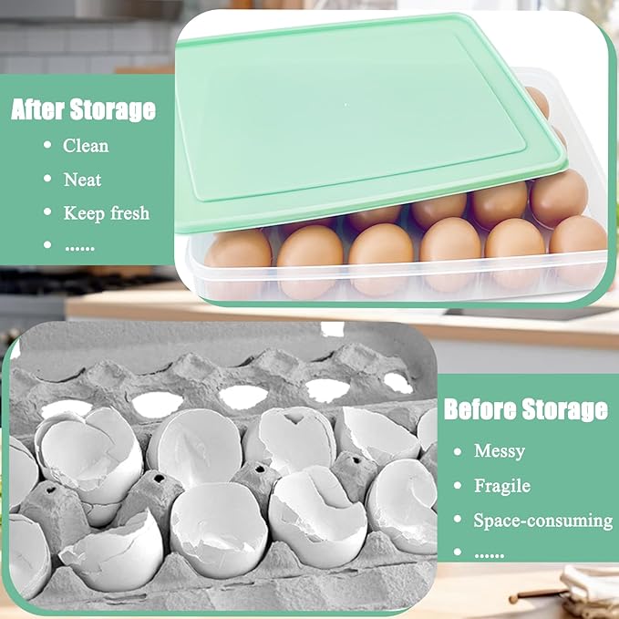 2PCS Deviled Egg Containers with Lid,Portable Storage Carrier Egg Holder,Stackable Plastic Egg Tray Carrier for Kitchen,Fridge,Keep Fresh,Easter(48 Eggs)