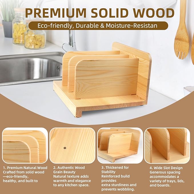 Tray Dividers for Kitchen Cabinets, Cabinet Dividers with Sloped Design for Round Plates, Sheet Pan Organizer for Cutting Boards, Lids, Bakeware, Fits Most Cabinets