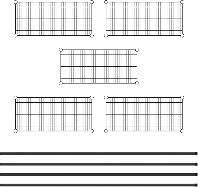 Commercial NSF Listed Black Epoxy Stationary Wire Shelving Kit 14" x 30" x 74", with 5 Shelves Perfect for Warehouse, Walk-in Refrigerator, Freezer, Grocery Store, Restaurant, Dishroom